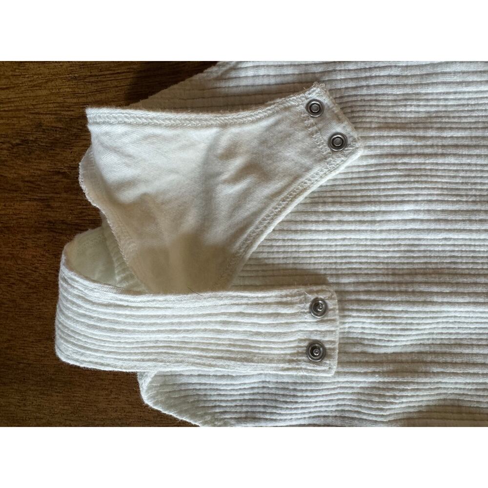 Aerie Off Shoulder Ribbed Bodysuit Cream Waffle Knit Long Sleeve XXL - Picture 5 of 12